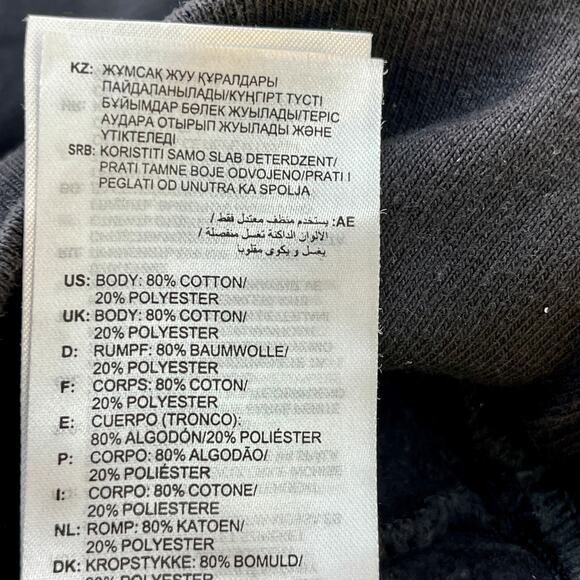 Adidas OG Peace Sign Hoodie Men's Small Black Drawstring Pocket Preowned Blend - Picture 6 of 6